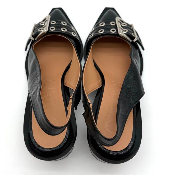 Ganni Black Feminine Buckle Slingback Pumps Grunge Classy NWOB 40 US 10 - Picture 4 of 6
